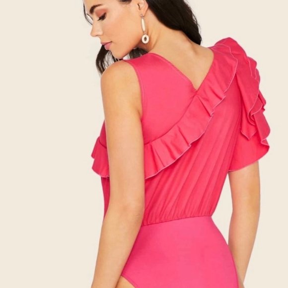 Pink Ruffle Bodysuit NWOT - Picture 2 of 6